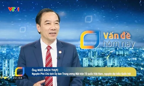 Tiến sĩ Ngô Sách Thực, nguyên Phó Chủ tịch Ủy ban Trung ương MTTQ Việt Nam, Đại biểu Quốc hội khóa XIV, Chủ tịch Hội Cứu trợ trẻ em tàn tật Việt Nam trả lời phóng vấn tại chương trình "Vấn đề hôm nay" trên VTV1.